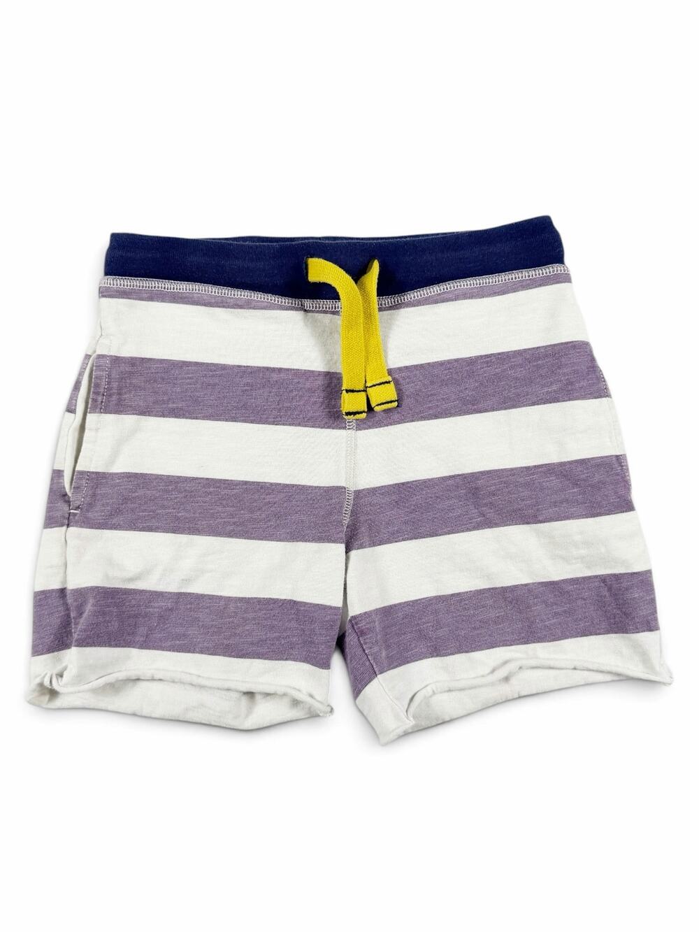 Mini Boden Jersey Striped Cotton Shorts Purple White Size 7 Years